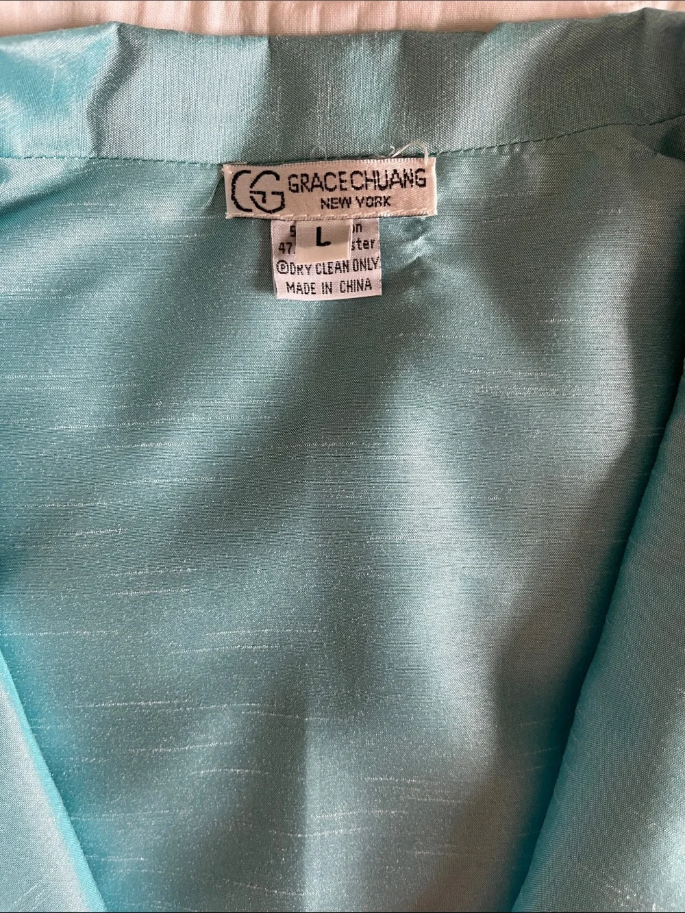 Grace Chuang New York Aqua Satin shimmer Jacket